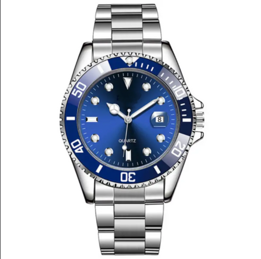 Je'Bolet Blue Crystal Stylish Budget Quartz Watch With Metallic Finish