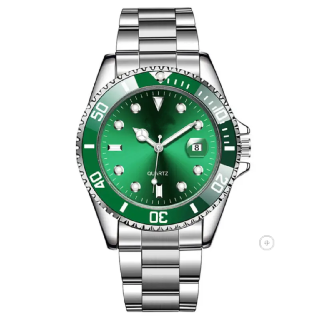 Je'Bolet Green Crystal Stylish Budget Quartz Watch With Metallic Finish